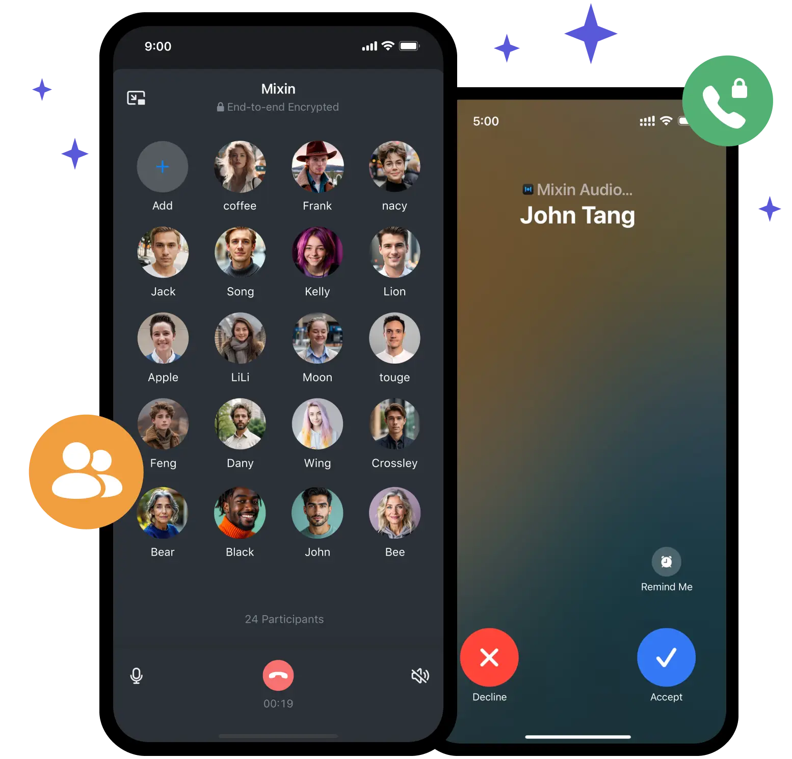CRYSTAL CLEAR END TO END ENCRYPTED GROUP VOICE CALLS WITH UP TO 1024 PEOPLE.